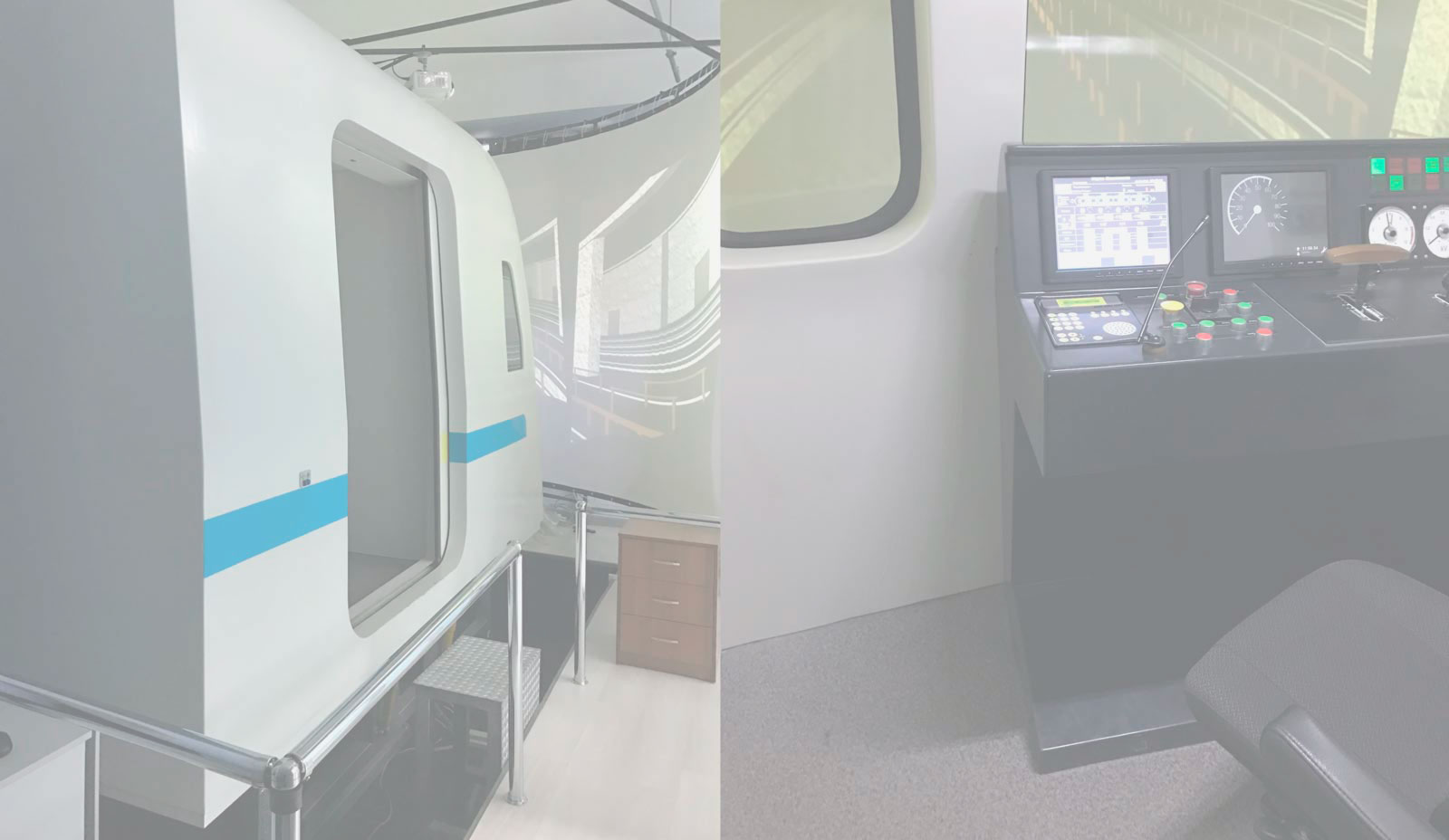 Simulator complex for training railway train drivers